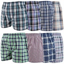 Mens Woven Check Boxer Shorts Cotton Rich Underwear Briefs PrintedTrunks S - 5XL