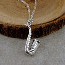 925 Sterling Silver Saxophone Necklace - 3D Saxophone Charm - Saxophone Gift