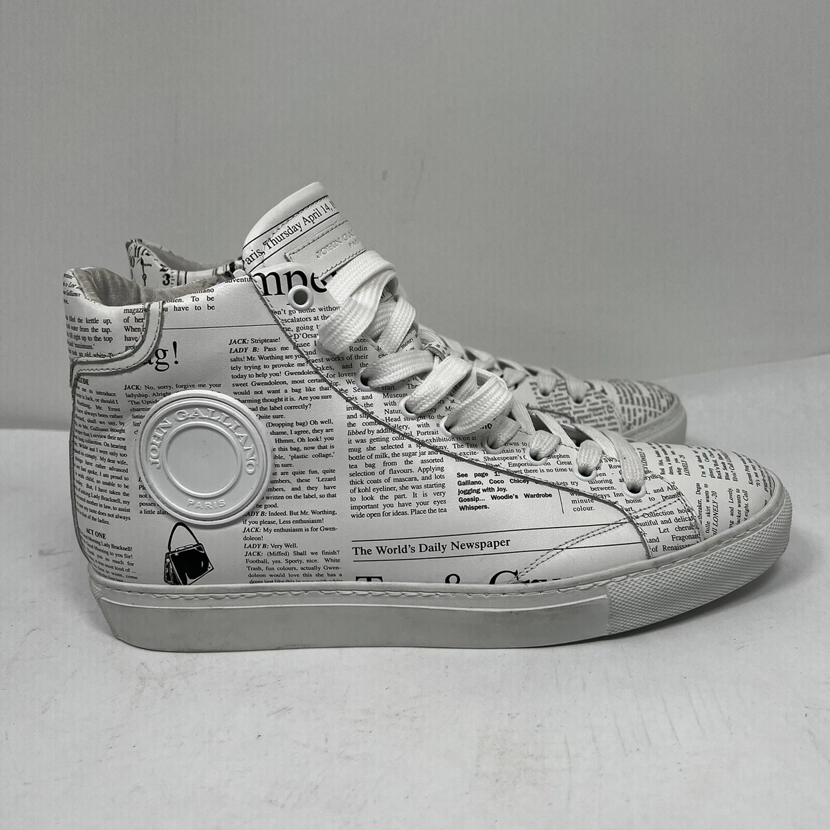 JOHN GALLIANO Paris GAZETTE White Leather High Top MEN S Sneakers
