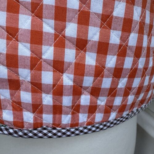 La Veste Waistcoat Size L Orange Brown Gingham Cotton Quilted Jacket Button Up - Picture 4 of 9