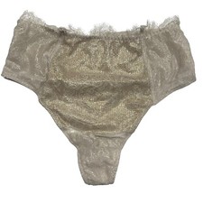 NWT VICTORIA'S SECRET Dream Angels High Waist Thong Sz M Sparkle Gray Lace