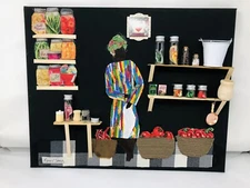 African American Black Folk Art Original Diorama Country Kitchen