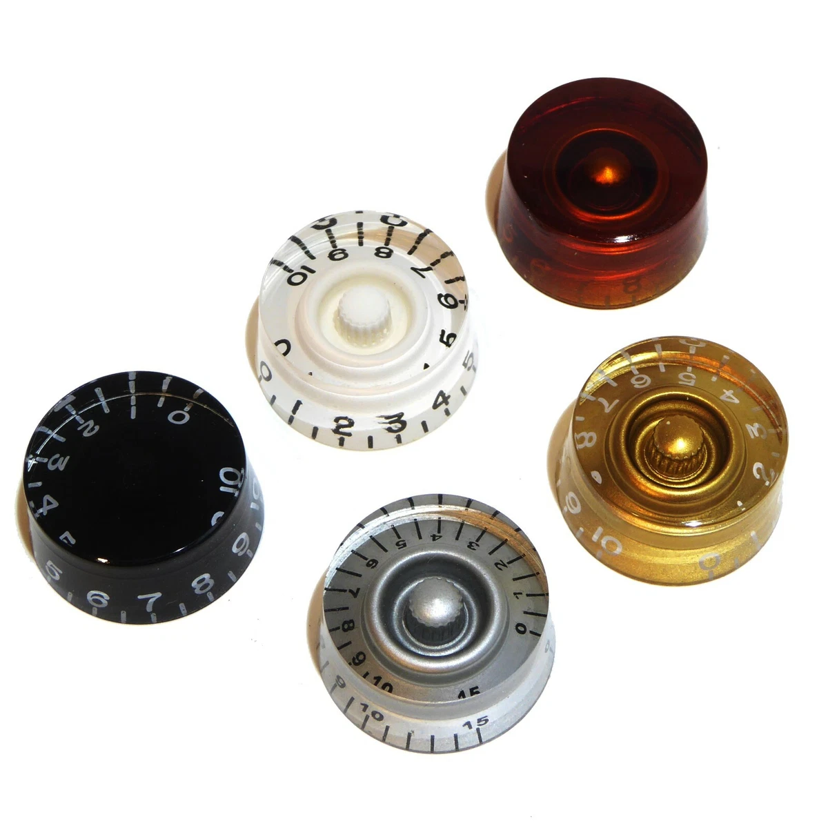 Electric Guitar Knobs Les Paul Gibson Volume or Tone Black White Amber or Gold