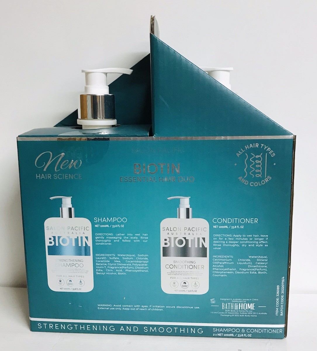 Salon Pacific ~ Biotin Smoothing Shampoo & Conditioner 33.8 fl oz