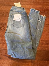 New KanCan Women's Blue Jeans Skinny Mid Rise Destroyed Distressed Size 3 25