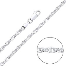 Sterling Silver 3mm Singapore Chain Necklace 16 18 20 22 24 inch - 925 Silver