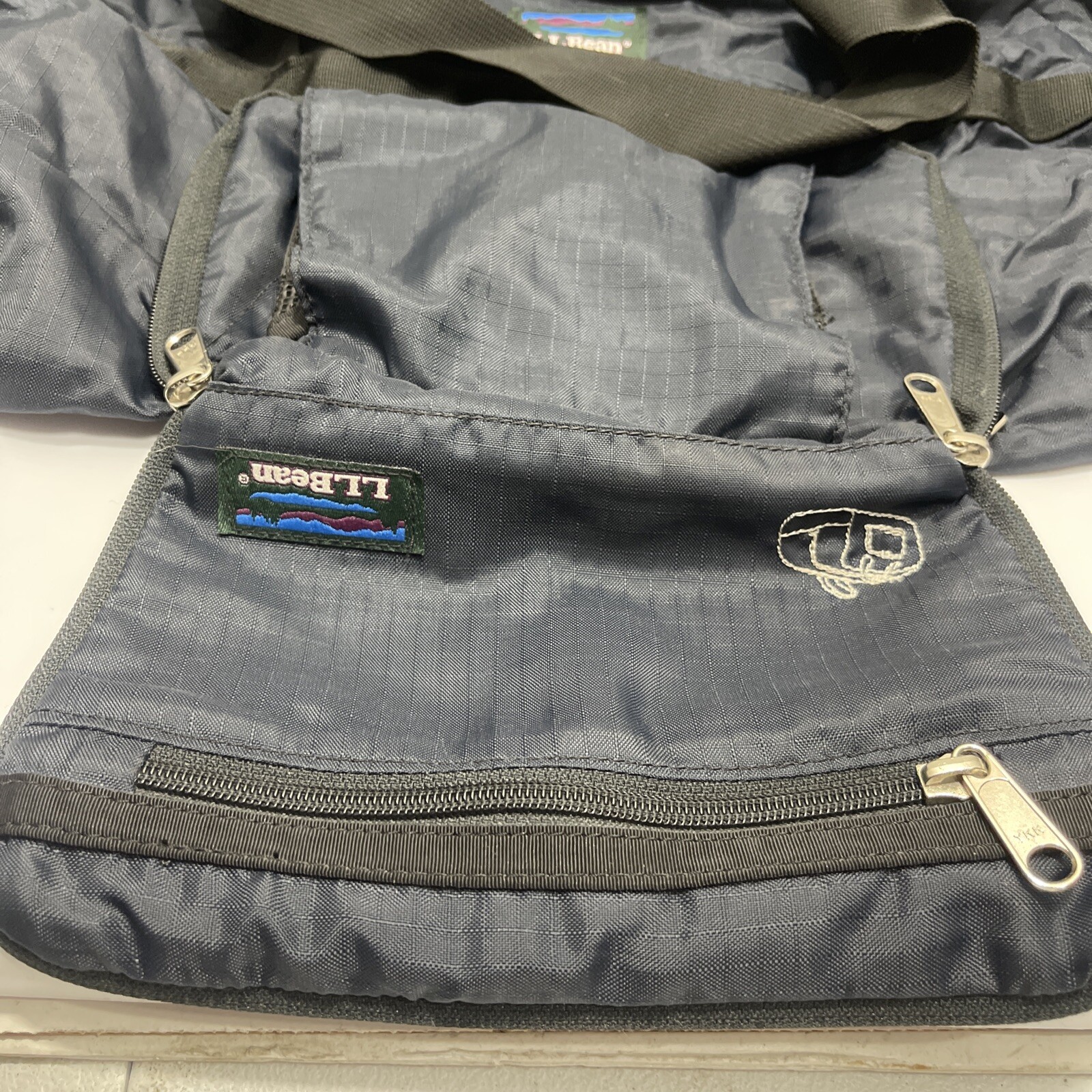 LL BEAN Adventure Duffle Travel Bag Medium Large Blue Heavy Duty Nylon