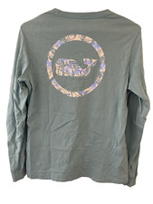 Vineyard Vines Pocket T Shirt Youth Large 16 Bluish/Gray Long Sleeve Palm Trees