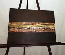 Modern Original Metallic See Video Abstract Acrylic Painting Canvas 12x16