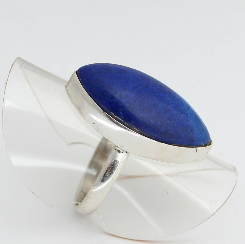 Splendida Lapislazzuli Anello 925 Argento Blu Reale Colore Regalo Gr.12/52 - Immagine 2 di 2