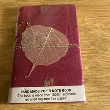 Kantha Hand Blockprint Fabric Notebook Blank Nature Handmade Recycled Paper Leaf