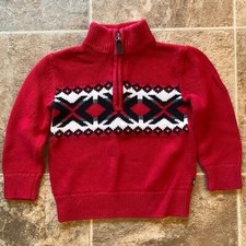Chaps Boys Cable Knit 100% Cotton Quarter Zip Winter Christmas Festive Sweater