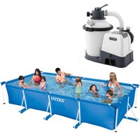 Intex Family Swimming Pool Frame 450X220X84Cm + Intex Sandfilteranlage 3,5M³