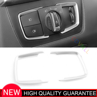 For BMW 3 4 Series GT 2013-2019 Matte Silver Headlight Control Button Ring Trim