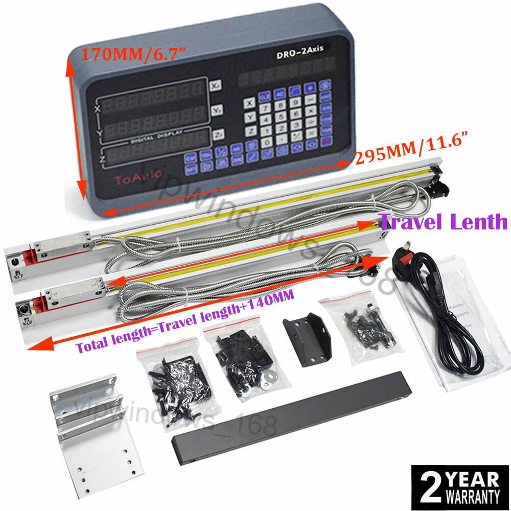 Mophorn Display Digitale, 152,4, 304,8, 609,6 Mm, DRO Scala Lineare A 3 Assi Kit Di Visualizzazione Con Staffe A L Staffe A Z Piastre Ispessite Viti A Pomello 85623165 - Foto 11