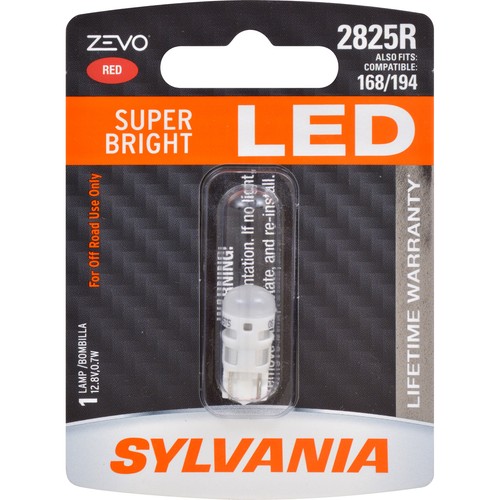 SYLVANIA ZEVO 2825 T10 W5W Red LED Automotive Bulb