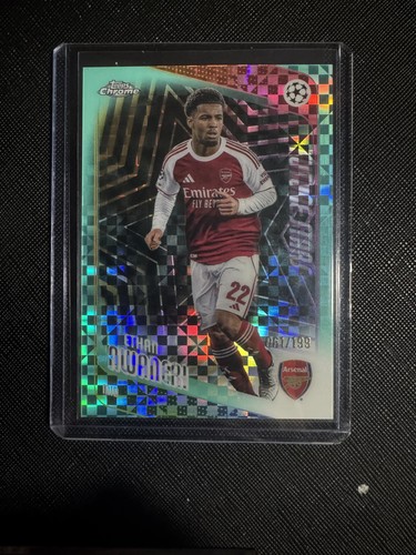 2025-26 Topps Chrome UEFA Club #21 Ethan Nwaneri Aqua X-Fractor #/199