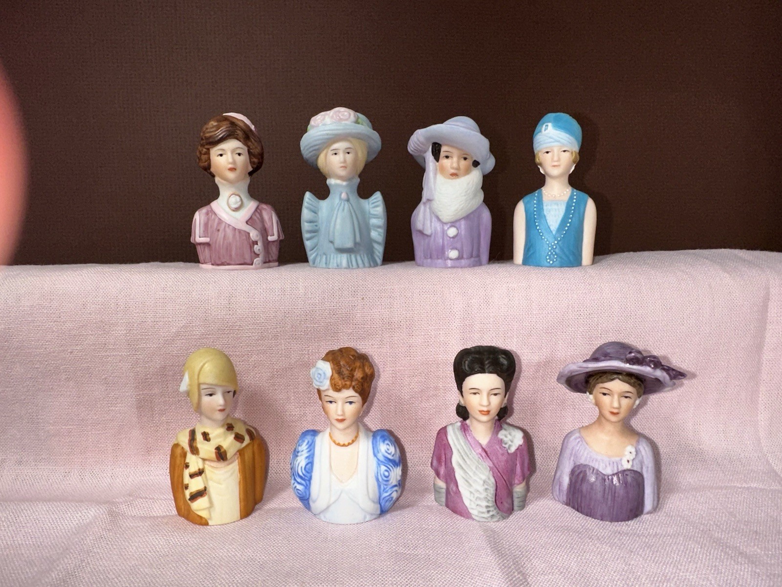 1980s Avon American Fashion Thimble Set of 8, no box or shelf