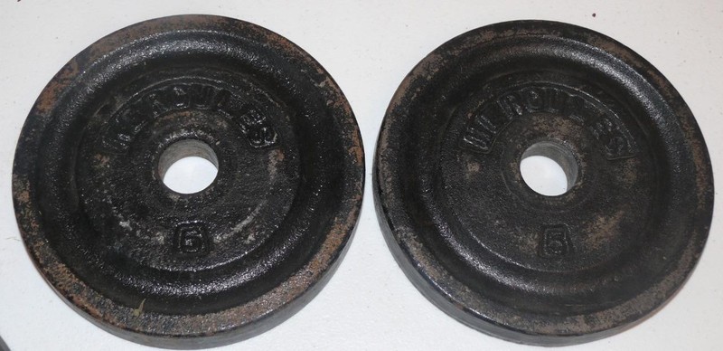 Set of 2 Vintage Hercules 5 pound 1 inch standard weight plates 10 lbs total wt
