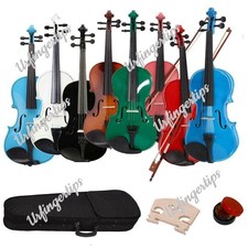 Multi-Color 4/4 Size Acoustic Violin Full Set with Case + Bow + Rosin + Bridge