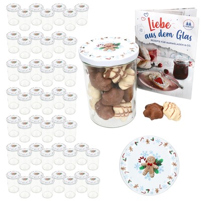 50er Set Sturzglas 435ml Einmachglas + TO-Deckel 82 Candyman eisblau + Heft 