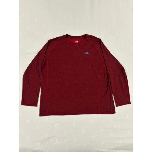 The North Face Long Sleeve Shirt Red Heathered Mens XL TG FlashDry Polyester