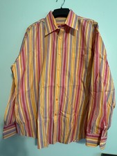 Bugatchi Men's Spring Striped Long Sleeved XL 100 Cotton Dress Shirt