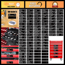 100pcs Magnetic Toolbox Labels 3.5x1" - Pre-Printed Blank Organizer Tags for T