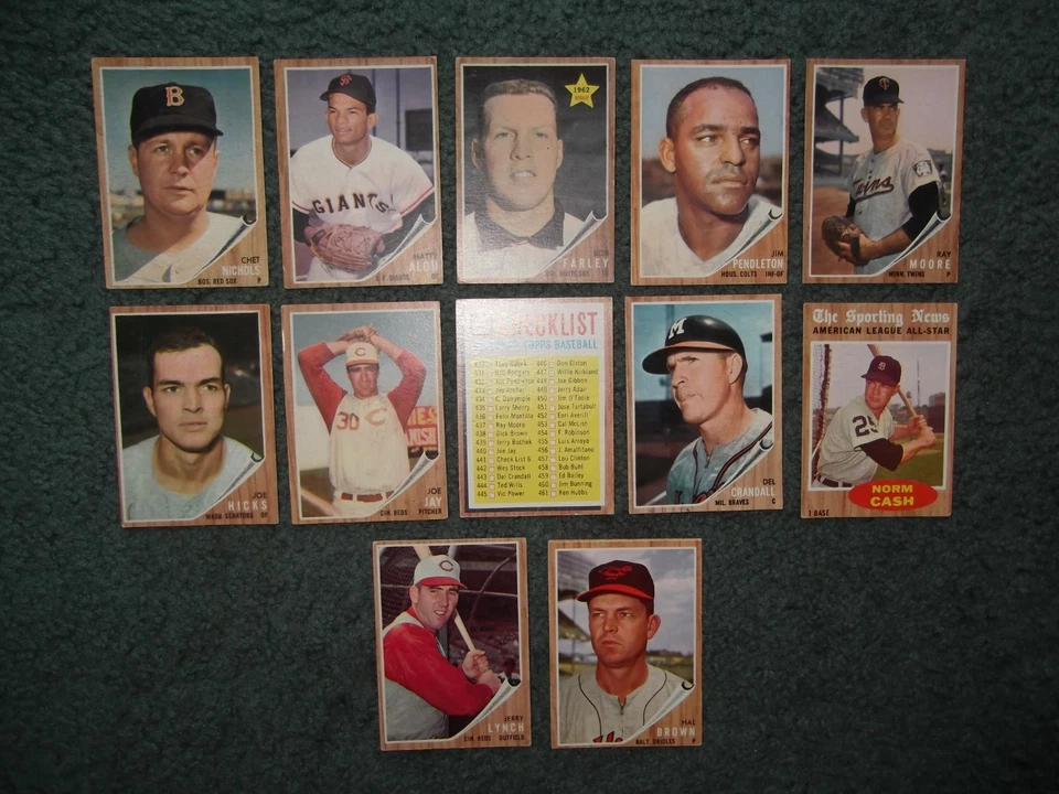 1962 TOPPS BASEBALL PARTIAL COMPLETE SET LOT(67/598)w/STARS,HOF,RC's,Semi-High # - Image 4 of 4
