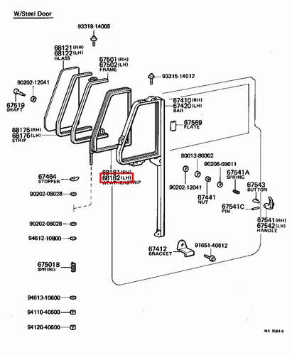 Genuine LandCruiser BJ46 BJ40 Soft Top Front LH 1/4 Quarter Window Weatherstrip - Picture 3 of 5