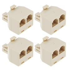 4Pcs RJ12 Telephone Splitter Adapter 6P6C 1 Male to 2 Female Landline Fax