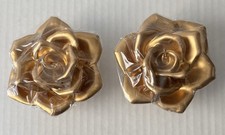 2 New 4&rdquo; Rose-Shaped Gold Candles