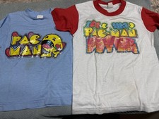 Pair Vintage MIDWAY Pac-Man Pacman Video Game Kids T Shirts 80s Ringer Devknit
