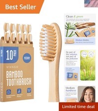 Family Pack: 10 Bamboo Toothbrushes with Medium Bristles - Eco-Friendly Design