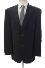 Hart Schaffner Marx Mens Two Button Blazer Navy Blue Wool Size 43 Regular