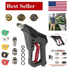 Pressure Washer Short Gun, Commercial 5000 PSI 12 GPM 5 Spray Nozzle Tips, 3/8"