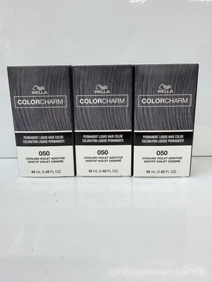 Wella Color Charm Permanent Liquid Hair Color 050 Cooling Violet 1.4oz 3pc Combo