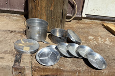 Vintage Aluminum Camp Cookware And Plates