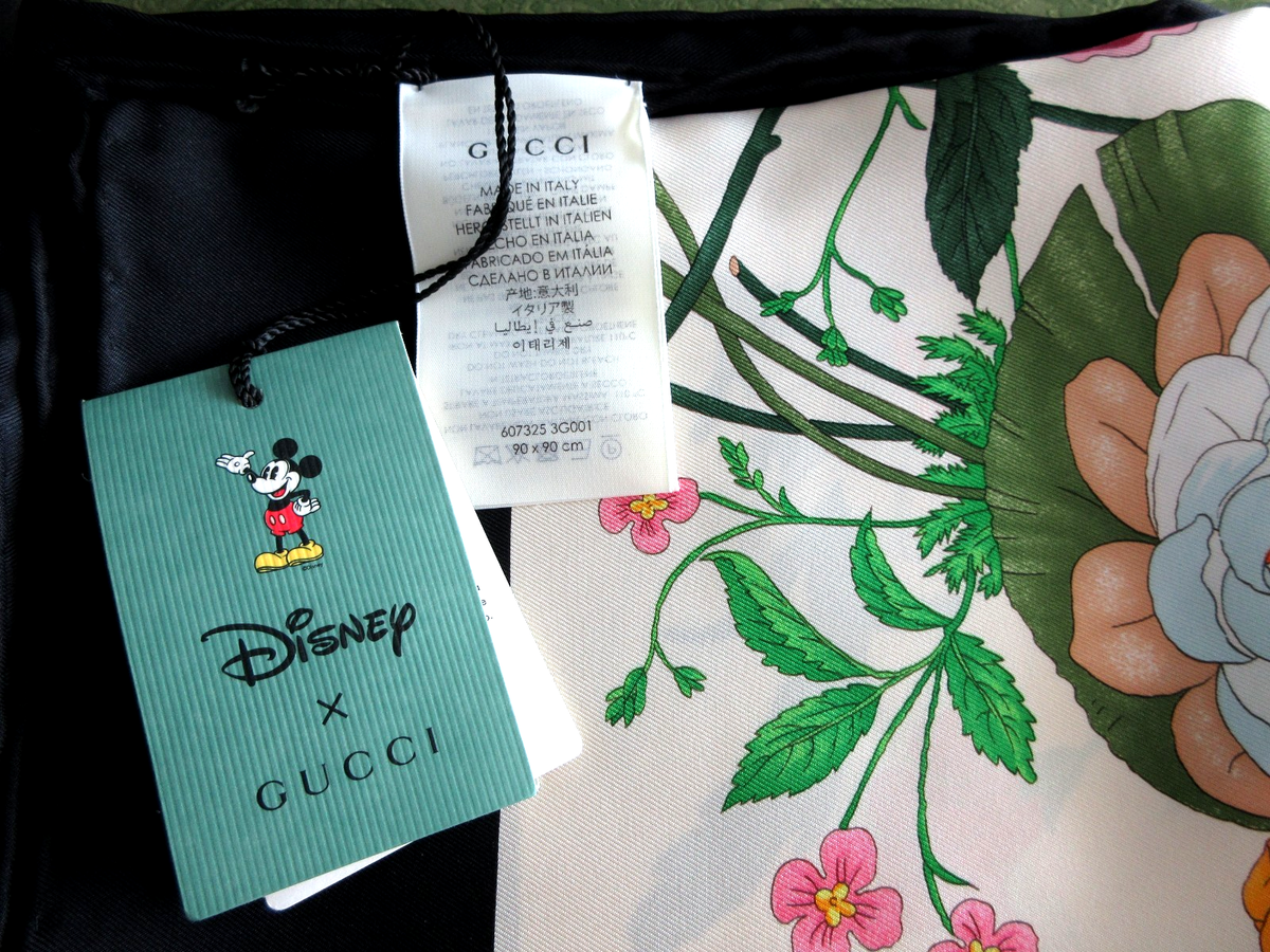 NWT 100% Authentic GUCCI X Disney Mickey Mouse Floral Print Silk