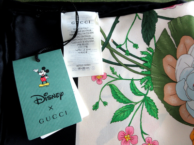 NWT 100% Authentic GUCCI X Disney Mickey Mouse Floral Print Silk