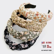 Headbands for Women and Girls, 4 Packs Fashion Flower Printed Knotted Head