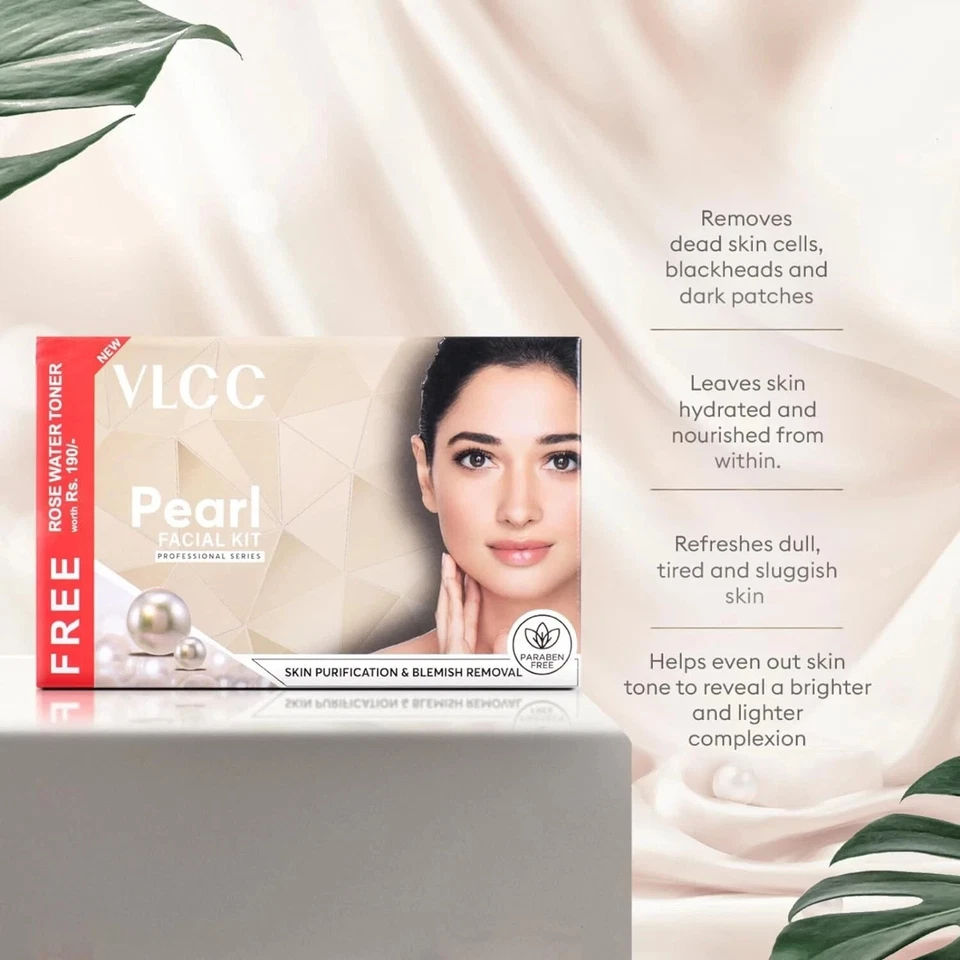 Kit facial VLCC Pearl, eliminación de manchas con tónico de agua de rosas GRATIS sin parabenos Foto 4 de 4