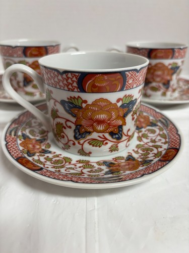 Juego de 3 tazas de té y platillos florales Georges Briard "Peony" Japón - Imagen 2 de 8