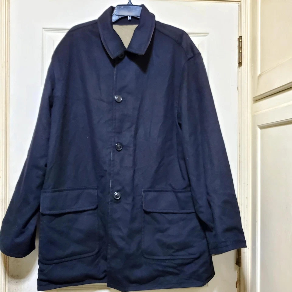 Ermenegildo Zegna Jacket Mens XL 54 Tan Black Reversible Wool Cashmere Coat - Image 4 of 4