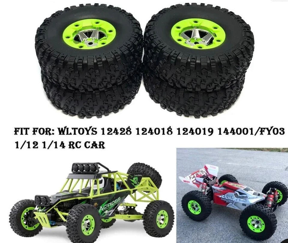 Neumáticos y ruedas nuevos, 4 piezas para Wltoys 12428, 12427, 12429, 144001, 144010 Foto 4 de 4