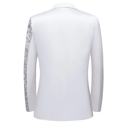 Men Glitter Sequin Suit Jackets One Button Lapel Blazer Slim Dinner Prom Wedding - Picture 13 of 32