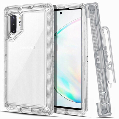 For Samsung Galaxy Note 10/10+ Plus Shockproof Clear Defender Case  W/Clip+Screen
