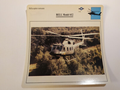 BELL MODEL 412 Helicoptere fiche aviation plane lobbycard carte avion ...
