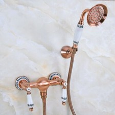 Antique Red Copper Bathroom Faucet Set Bathtub Handheld Shower Taps Kit 2na302