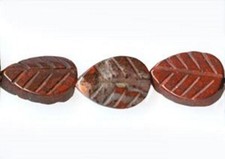 8mm x 12mm Poppy Jasper Leaf Bead Strand 34 /- per Strand